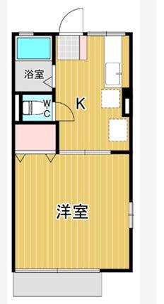 シティハイムファミール(1K/1階)の間取り写真