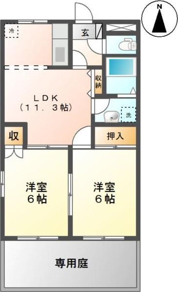 アメニティ・パレス(2LDK/1階)の間取り写真