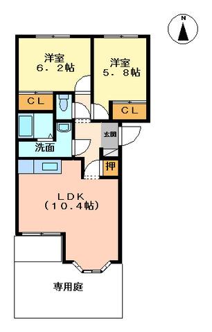 ピュアハート(2LDK/1階)の間取り写真