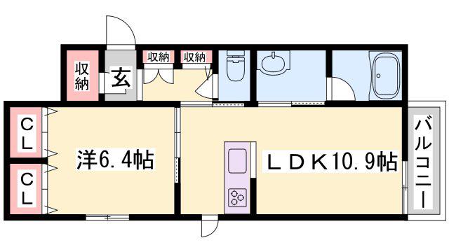 ヴィアソーレK(1LDK/1階)の間取り写真