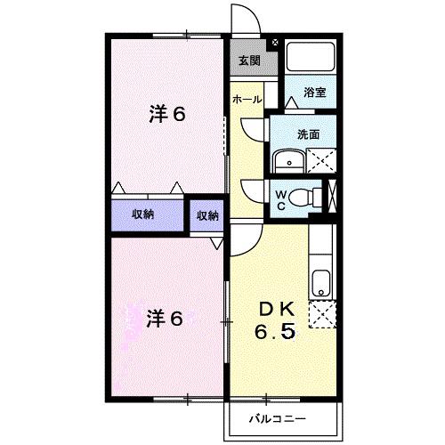 ヒューゲル悠(2DK/2階)の間取り写真