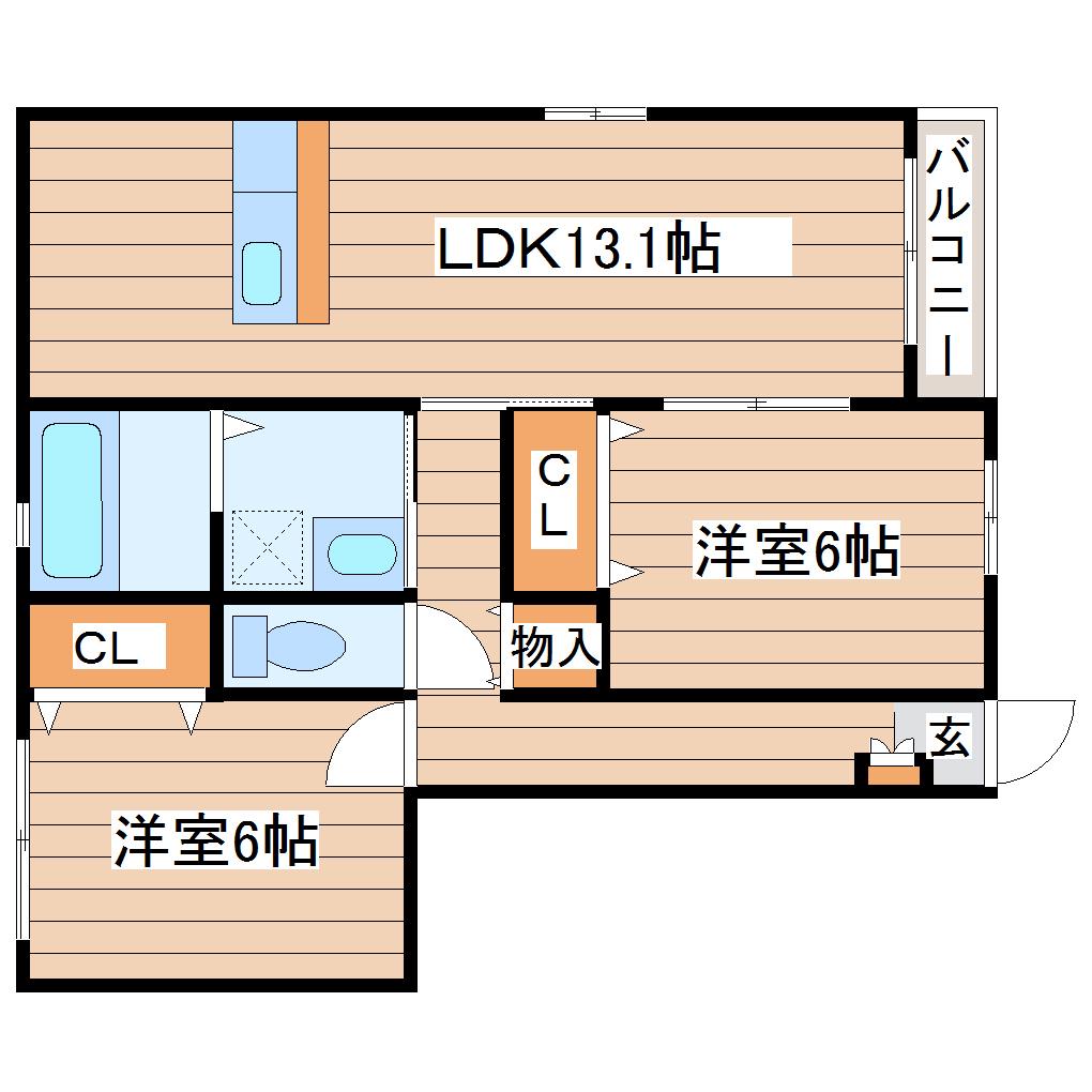 ホームユニバース上野山(2LDK/1階)の間取り写真