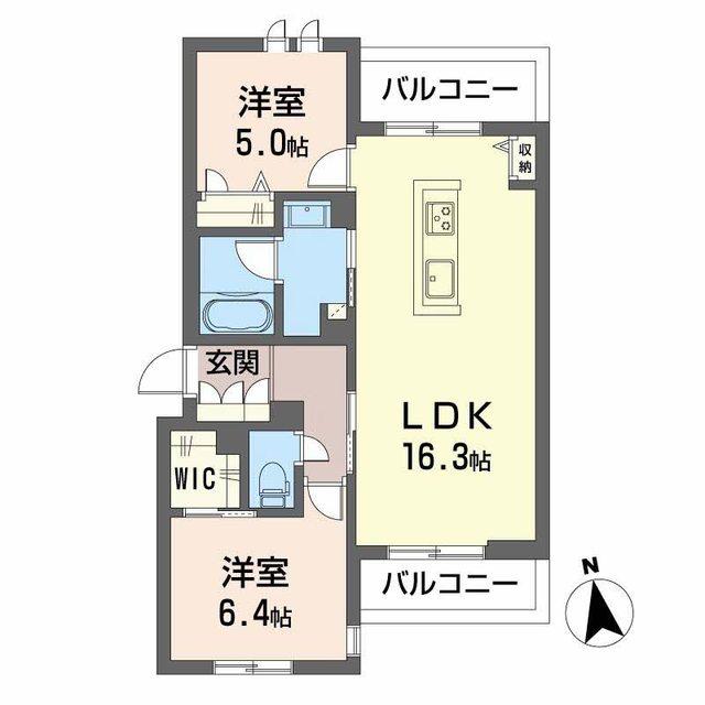 グランステラ鳳(2LDK/3階)の間取り写真