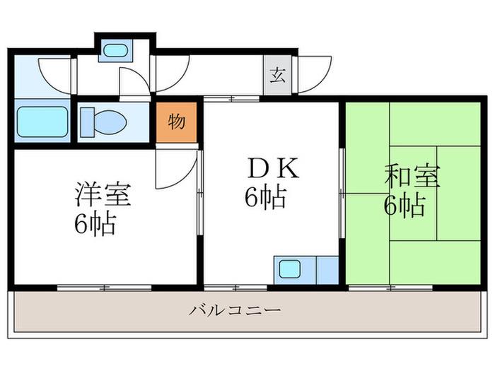 マンションサンライズ(2DK/3階)の間取り写真