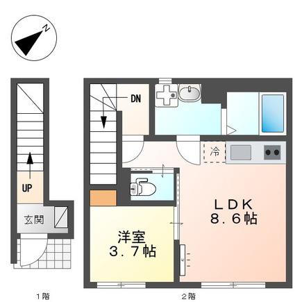 エスポワール ヒルズ(1LDK/2階)の間取り写真