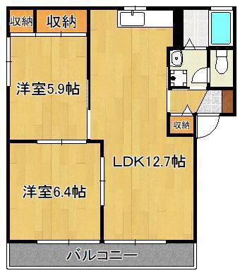 DIAS ASANO A棟(2LDK/2階)の間取り写真