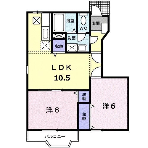 サニーコート波木II(2LDK/1階)の間取り写真