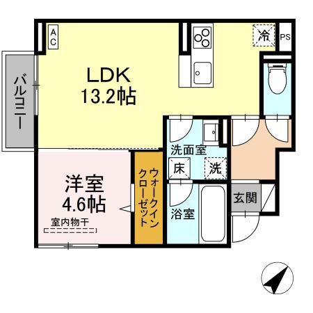 D-ROOM内山V(1LDK/1階)の間取り写真