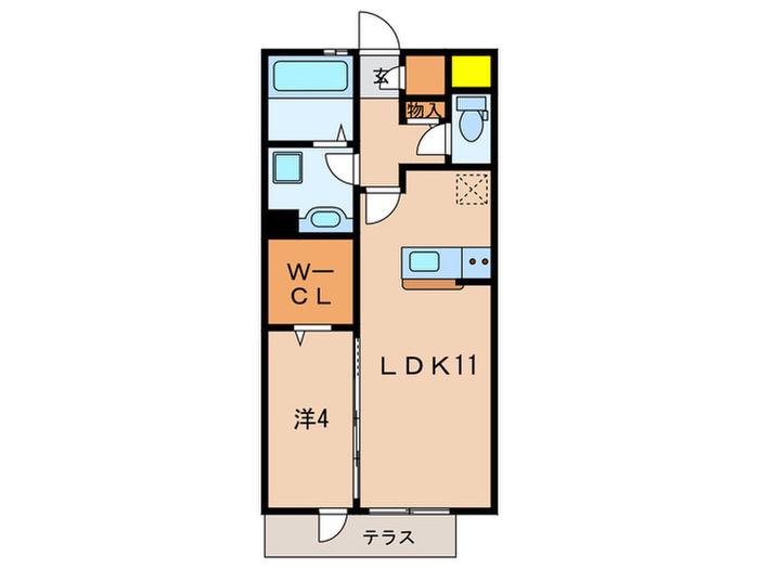 グランディール松原(1LDK/1階)の間取り写真