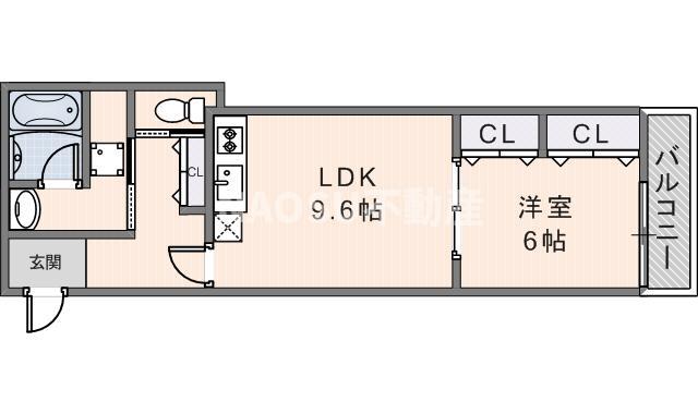 FUMOSE新石切(1LDK/1階)の間取り写真