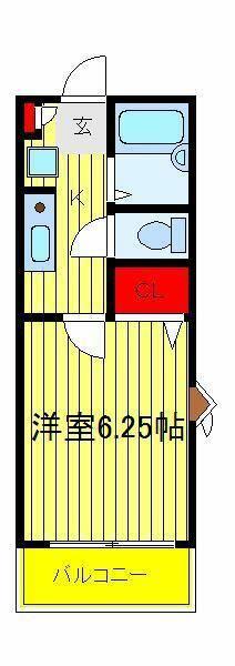 アヴニール柏(1K/1階)の間取り写真