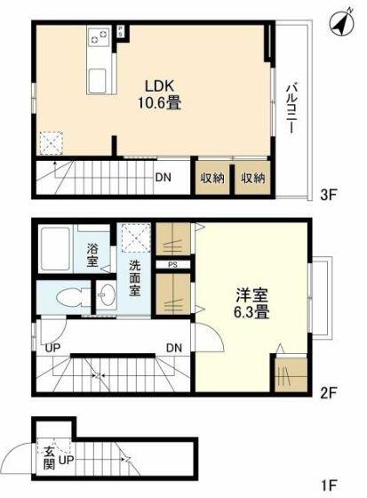 ウェルスクエア目黒中町(1LDK/2階)の間取り写真