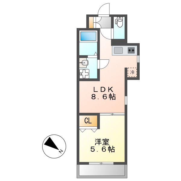 プラージュ大曽根(1LDK/3階)の間取り写真