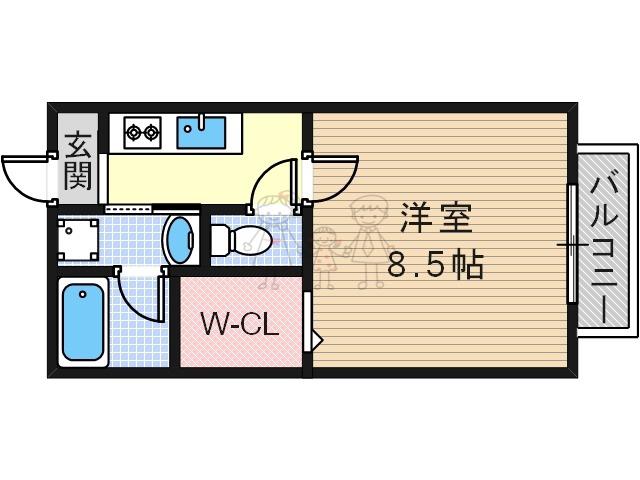 ハイムサンパティI(1K/2階)の間取り写真