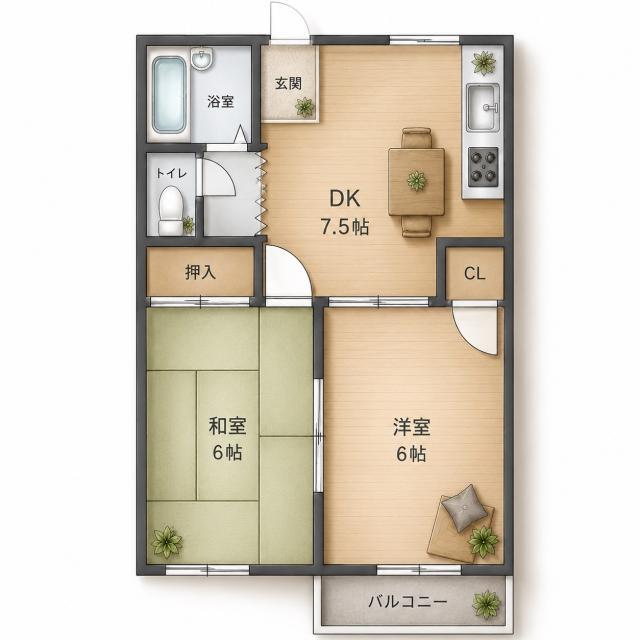 プレズント佐島(2DK/2階)の間取り写真