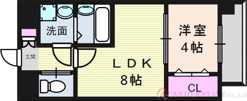 ライフステージ江坂南(1LDK/4階)の間取り写真