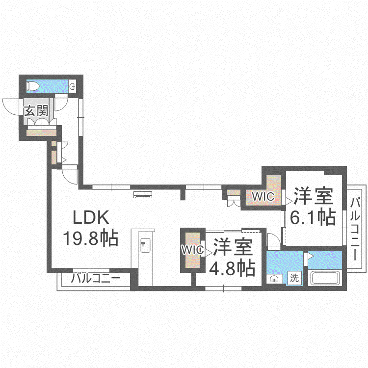 D-ROOM室見(2LDK/3階)の間取り写真