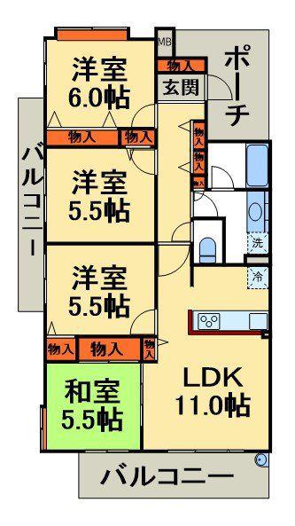 INSURANCE BLDG.VIII(4LDK/3階)の間取り写真