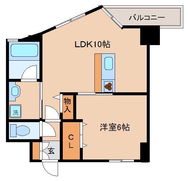 プリオーレ神戸大開通(1LDK/2階)の間取り写真