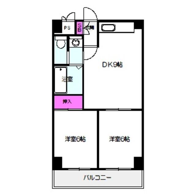 ジョイテル III(2DK/2階)の間取り写真