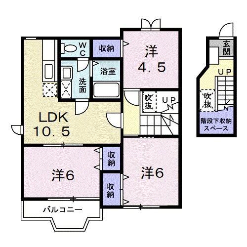 メゾンクレールB(3LDK/2階)の間取り写真