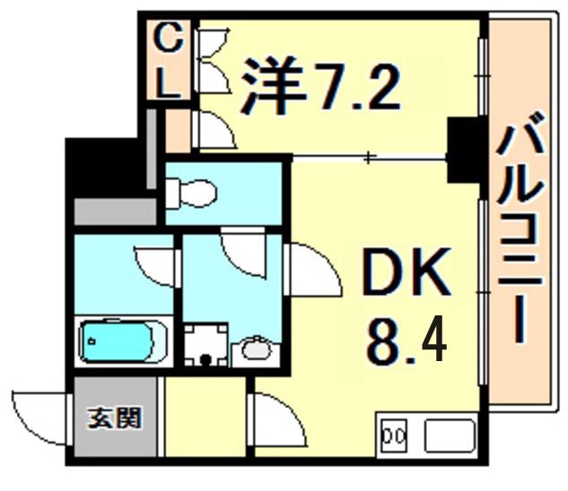 ラセーヌ西宮(1DK/2階)の間取り写真