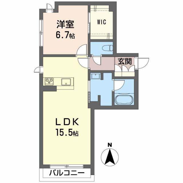シャーメゾン 四季彩(1LDK/2階)の間取り写真