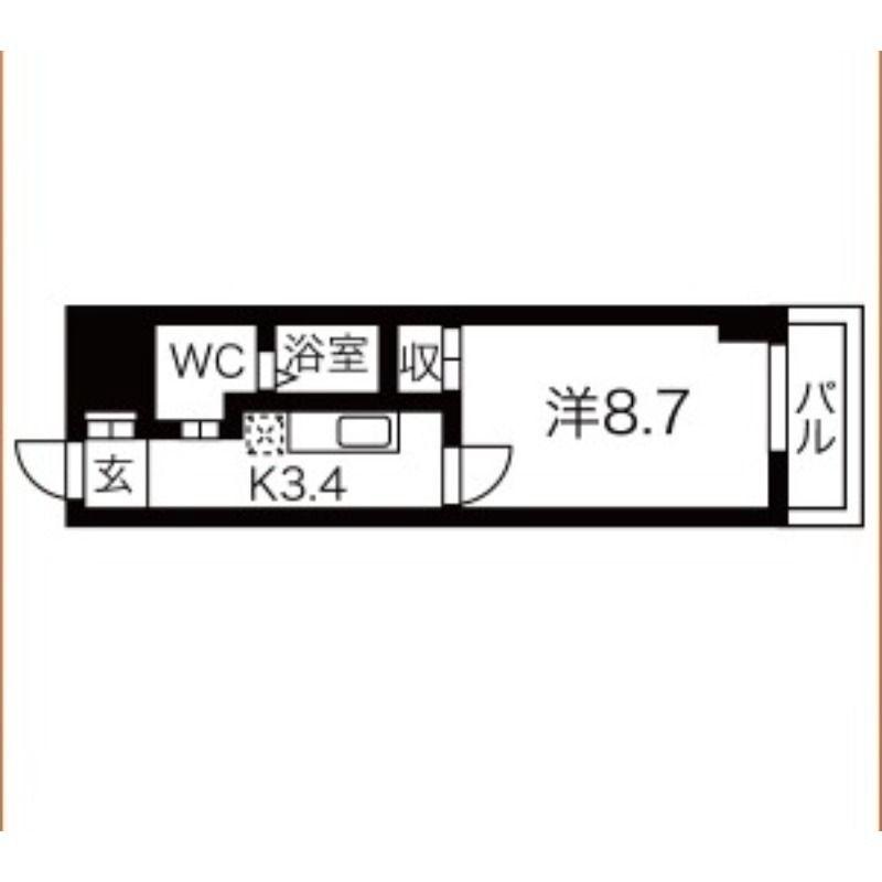 ZERO 千代崎(1K/6階)の間取り写真
