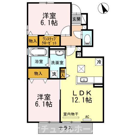 ヴィル グランデB(2LDK/1階)の間取り写真
