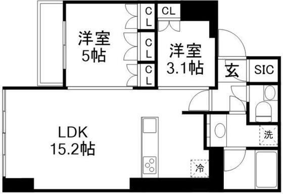 ローレルタワールネ浜松町(2LDK/8階)の間取り写真