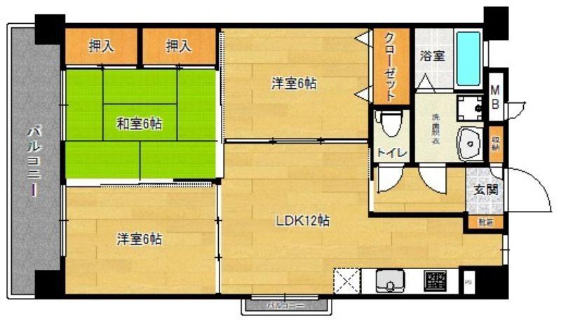 サザンコート中央町(3LDK/6階)の間取り写真