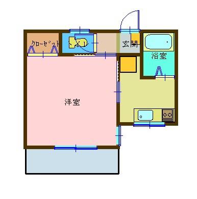 スカイヒルズ(1K/2階)の間取り写真