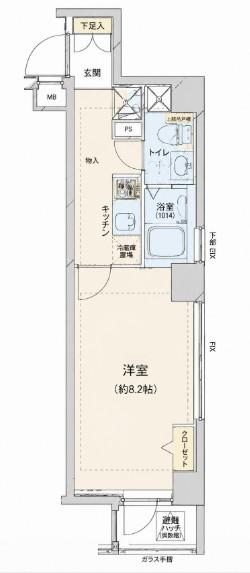 RISING PLACE月島(1K/5階)の間取り写真