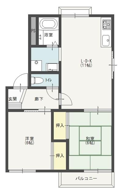 LIBREフレグランスIII(2LDK/1階)の間取り写真