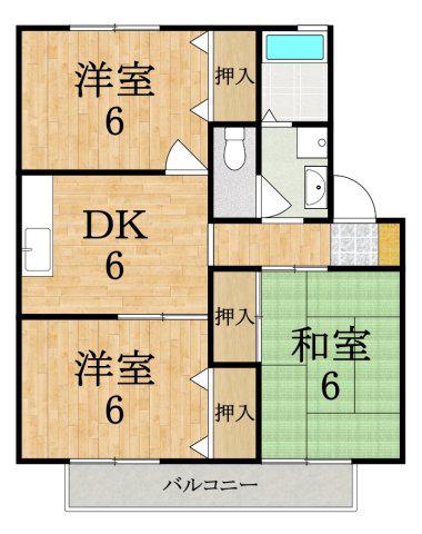クレセール八木A(3DK/1階)の間取り写真