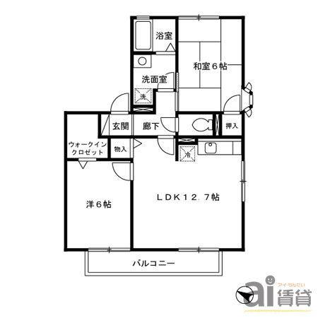 ルミエールK(2LDK/1階)の間取り写真