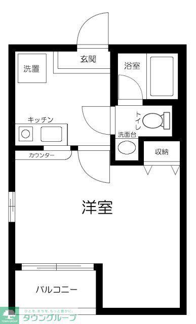 HAKUSUI幕張(1K/1階)の間取り写真