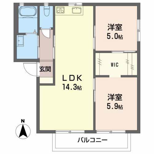 グリーンハイツS・SA棟(2LDK/2階)の間取り写真