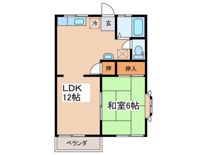 ファミーユ丘(1LDK/2階)の間取り写真
