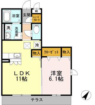 アルカディア湘南(1LDK/3階)の間取り写真