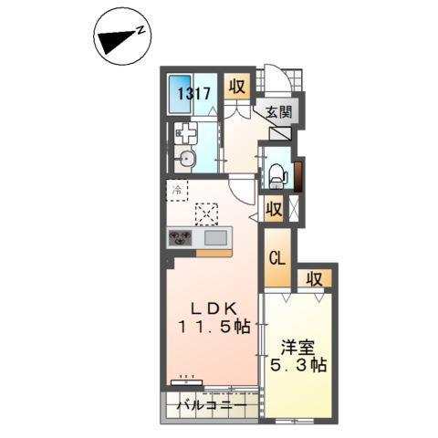 藤江アパートA棟(1LDK/1階)の間取り写真
