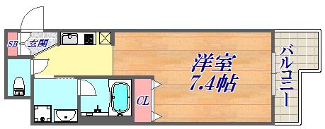 エイペックス神戸みなと元町COASTLINE(1K/8階)の間取り写真