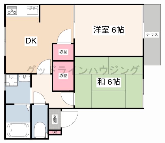 コンフォート社A棟(1LDK/1階)の間取り写真