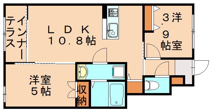 ラグーナ青葉台(2LDK/1階)の間取り写真