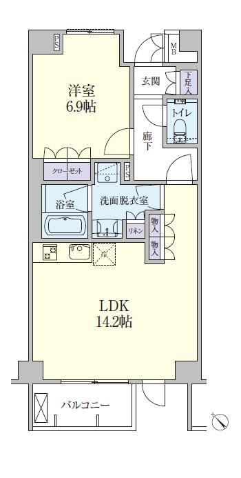 小田急線 代々木八幡駅 徒歩2分 4階建 築7年(1LDK/2階)の間取り写真