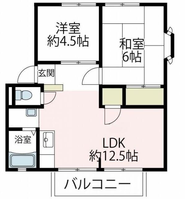 昭英ハイツ A(2LDK/2階)の間取り写真