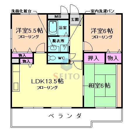第2エステート松尾(3LDK/3階)の間取り写真
