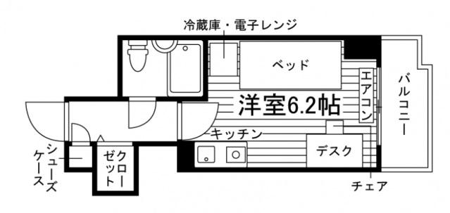 女子学生会館 ユニエトワール溝の口(ワンルーム/2階)の間取り写真