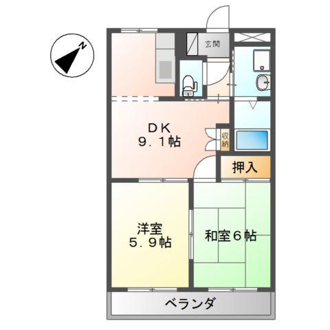 ジューエイハイツ(2DK/2階)の間取り写真