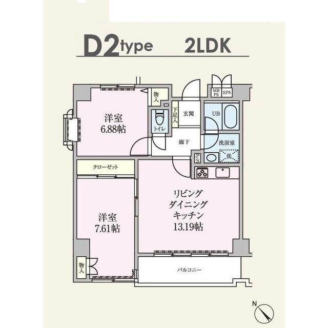 ボヌール東池袋(2LDK/6階)の間取り写真